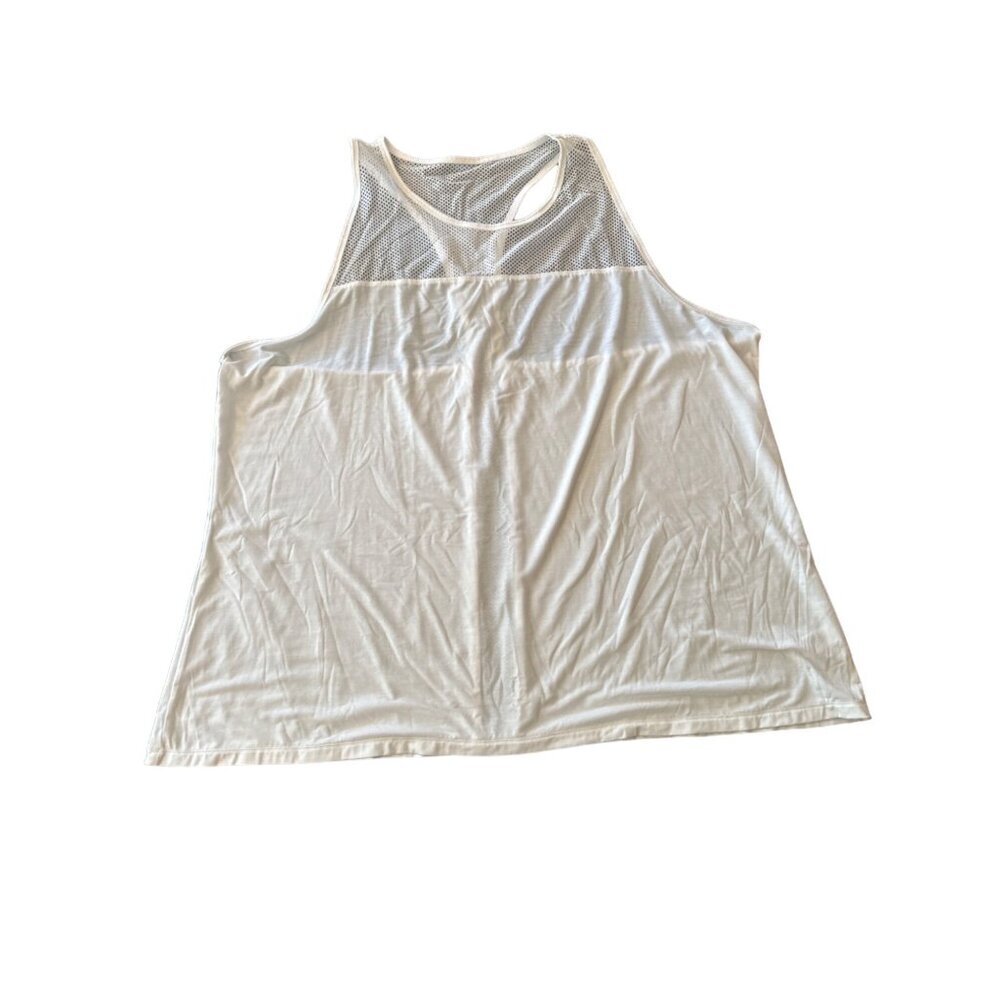 Athleta White Mesh Yoke Racerback Tank